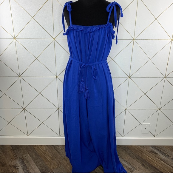 Fashion Nova NWT Italian Getaway Jumpsuit Royal Blue Size Small